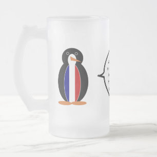 Franse Vlag Wilde Dieren Pinguïn gepersonaliseerd Matglas Bierpul