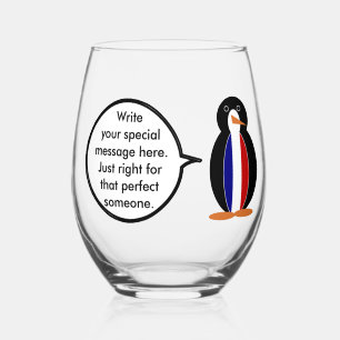 Franse Vlag Wilde Dieren Pinguïn personaliseren Ca Wijnglas Zonder Voet