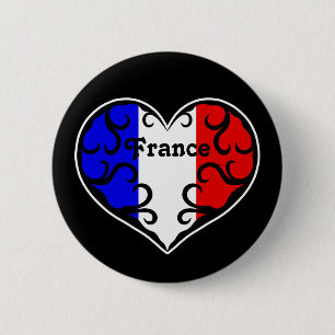 Franse vlag, zwart ronde button 5,7 cm