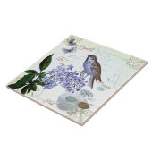 Franse Vogel Bloemen Collage  Look Tegeltje (Zijkant)