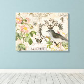  Franse vogel met kroon uitgerekt doek Canvas Afdruk (Insitu (Houten vloer))