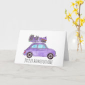 Franse vogelretro Fiat 500 Kaart (Gele Bloem)