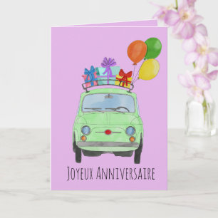 Franse vogelretro Fiat 500 Kaart