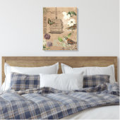  Franse vogeltjes en tuin uitgerekt canvas (Insitu (Slaapkamer))