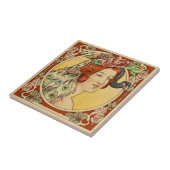 Franse Vrouw Art Nouveau Ceramic Tegeltje (Zijkant)