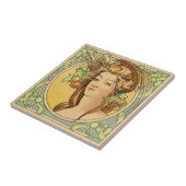  Franse Vrouw Art Nouveau Ceramic Tegeltje (Zijkant)