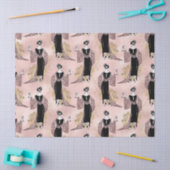 Franse  vrouw met wijn op Blush Pink Tissuepapier (Craft)