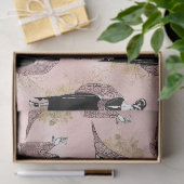 Franse  vrouw met wijn op Blush Pink Tissuepapier (Geschenk)