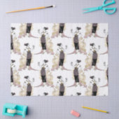 Franse vrouw met wijn op Blush Pink Tissuepapier (Craft)