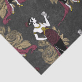 Franse vrouw met wijn op zwarte ontkoppeling tissuepapier (Detail)