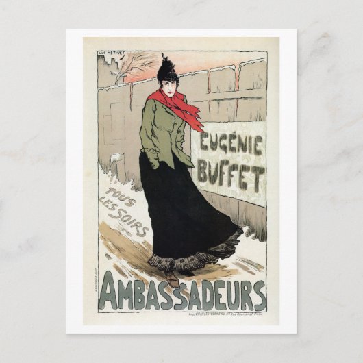 -Franse vrouw zanger Eugénie Buffet Briefkaart (Voorkant)