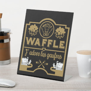 Franse wafels reclamebord met voetstuk
