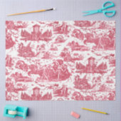  Franse wagen van Dawn Toile de Jouy-Pink Tissuepapier (Craft)