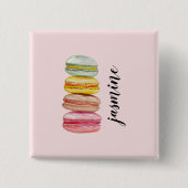 Franse Waterverf Macarons Monogrammed Vierkante Button 5,1 Cm (Voorkant)