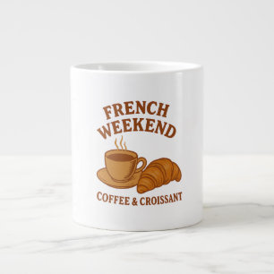 Franse Weekend T-shirt – Koffie & Croissant Extra Grote Beker
