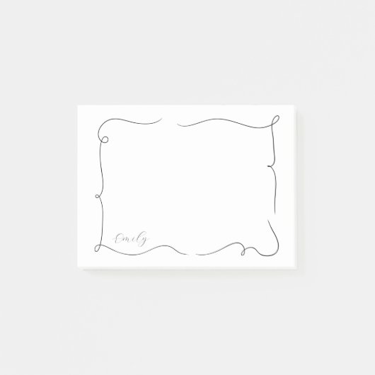 Franse Whimsical Script Aangepaste Naam  Post-it® Notes (Voorkant)