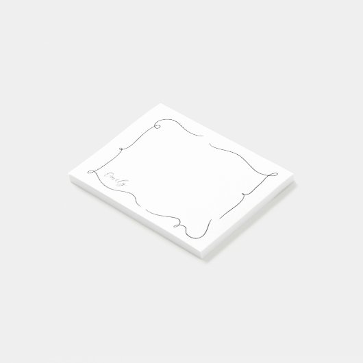 Franse Whimsical Script Aangepaste Naam  Post-it® Notes (Schuin)