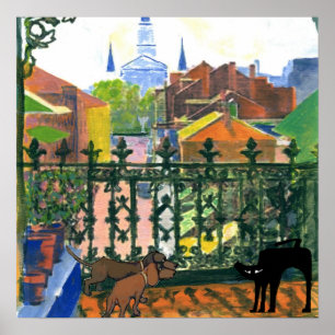 Franse Wijk Balkon Dachshund 7 Kat Poster