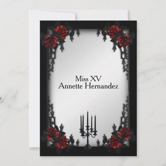 Franse wijk Gothic zilver quinceañera Kaart (Achterkant)