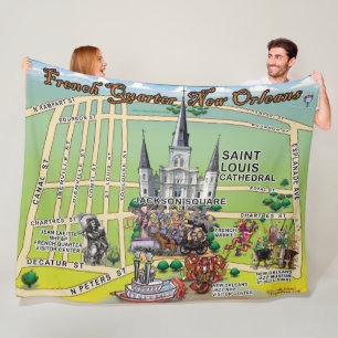 Franse wijk New Orleans Cartoon fleece deken