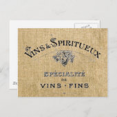 Franse wijn op Burlap Briefkaart (Voorkant / Achterkant)