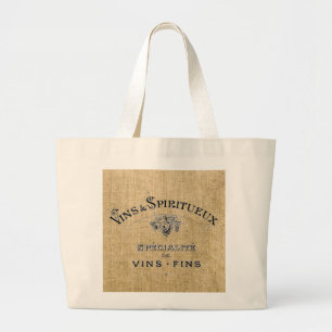 Franse wijn op Burlap Grote Tote Bag