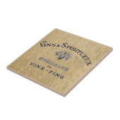 Franse wijn op Burlap Tegeltje (Zijkant)