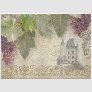 Franse wijngaard Chateau druiven script Ephemera Tissuepapier