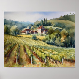 Franse wijngaard Landscape Art Print Poster