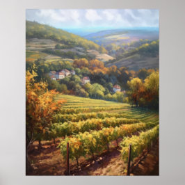 Franse wijngaard Landscape Art Print Poster