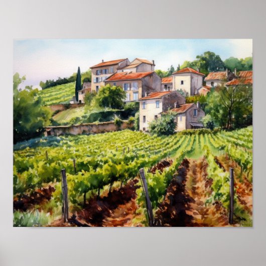 Franse wijngaard Landscape Art Print Poster (Voorkant)