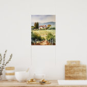 Franse wijngaard Landscape Art Print Poster (Keuken)