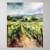 Franse wijngaard Landscape Art Print Poster