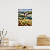 Franse wijngaard Landscape Art Print Poster (Keuken)