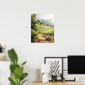 Franse wijngaard Landscape Art Print Poster (Thuiskantoor)