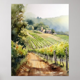 Franse wijngaard Landscape Art Print Poster
