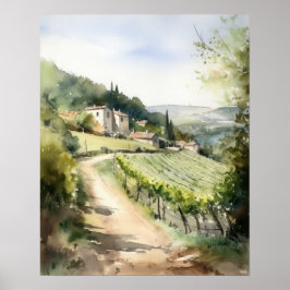 Franse wijngaard Landscape Art Print Poster