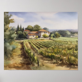 Franse wijngaard Landscape Art Print Poster