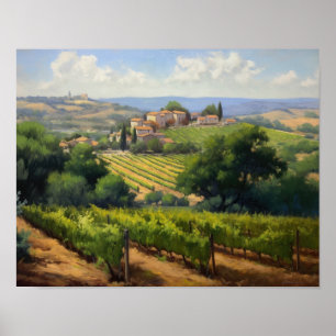 Franse wijngaard Landscape Art Print Poster