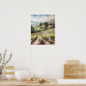 Franse wijngaard Landscape Art Print Poster (Keuken)