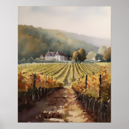 Franse wijngaard Landscape Art Print Poster