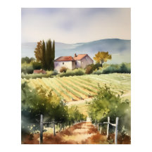 Franse wijngaard Landscape Art Print Poster