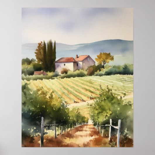 Franse wijngaard Landscape Art Print Poster (Voorkant)