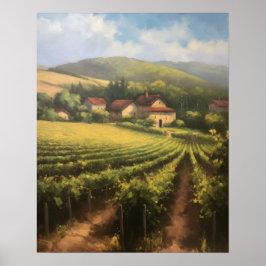 Franse wijngaard Landscape Art Print Poster