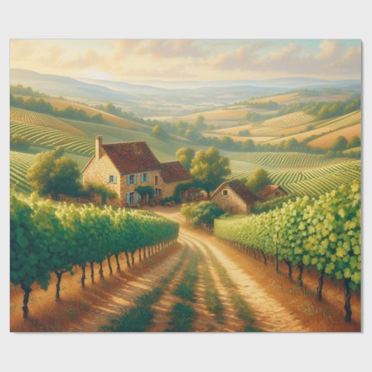 Franse wijngaard olieverfschilderij Decoupage Cadeaupapier (Vlak)