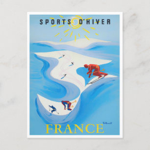 Franse wintersport vintonijn briefkaart