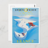 Franse wintersport vintonijn briefkaart (Voorkant / Achterkant)