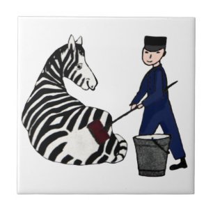 Franse Zookeeper Zebra Funny Stripes  Tegeltje
