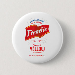 Fransen Clic Geel Mosterd Label Foodie Kostuum _ Ronde Button 5,7 Cm