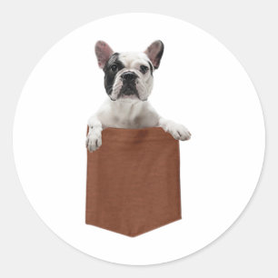 fransen franse buldog voor Hondenliefhebbers pocke Ronde Sticker